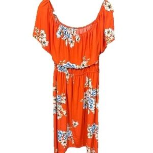 Floral Off Shoulder Long Maxi Floral Sundress L/XL Boho Chic Beach Milkmaid